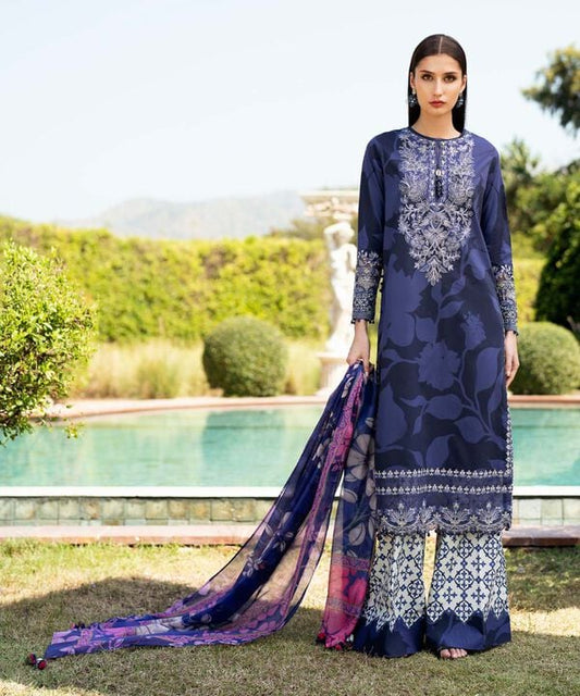 Unstitched Lawn '25 - 3 Piece - Embroidered Lawn Suit - 0U3PESG25V17