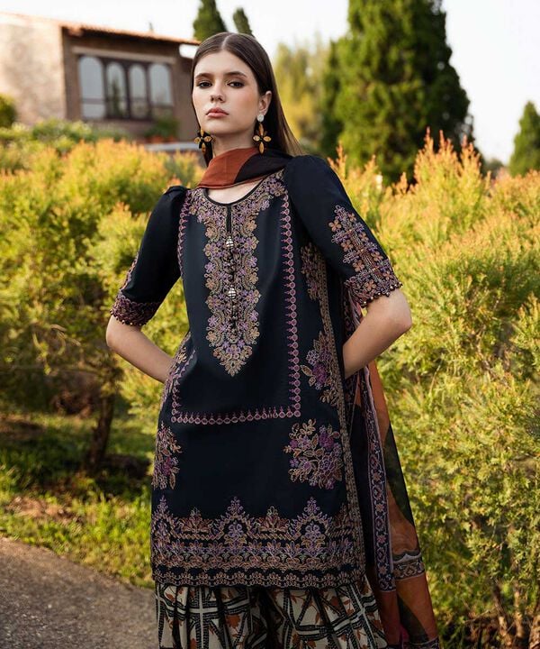 Unstitched Lawn '25 - 3 Piece - Embroidered Lawn Suit - 0U3PESG25V18