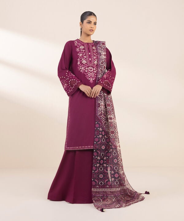 Unstitched Lawn '25 - 3 Piece - Embroidered Lawn Suit - 0U3PESG25V19