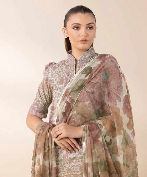 Silk'25-  Embroidered Silk Suit 0U3PESL25V01