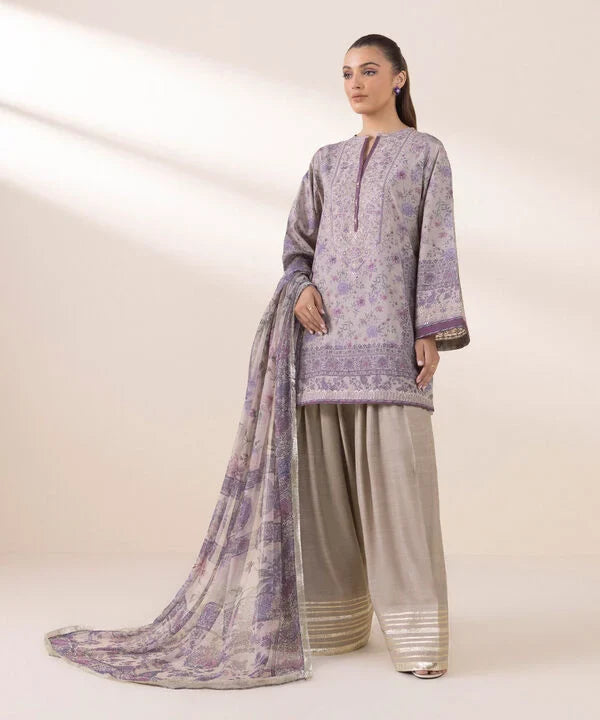 Silk'25-  Embroidered Silk Suit 0U3PESL25V07