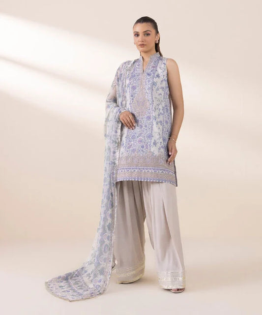 Silk'25-  Embroidered Silk Suit 0U3PESL25V08