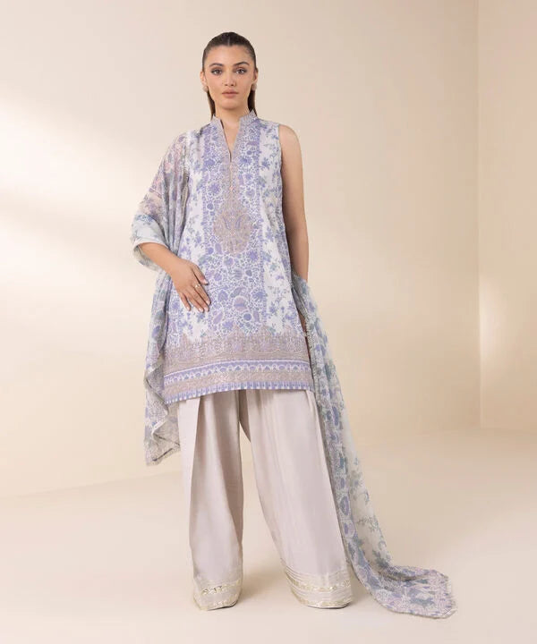 Silk'25-  Embroidered Silk Suit 0U3PESL25V08