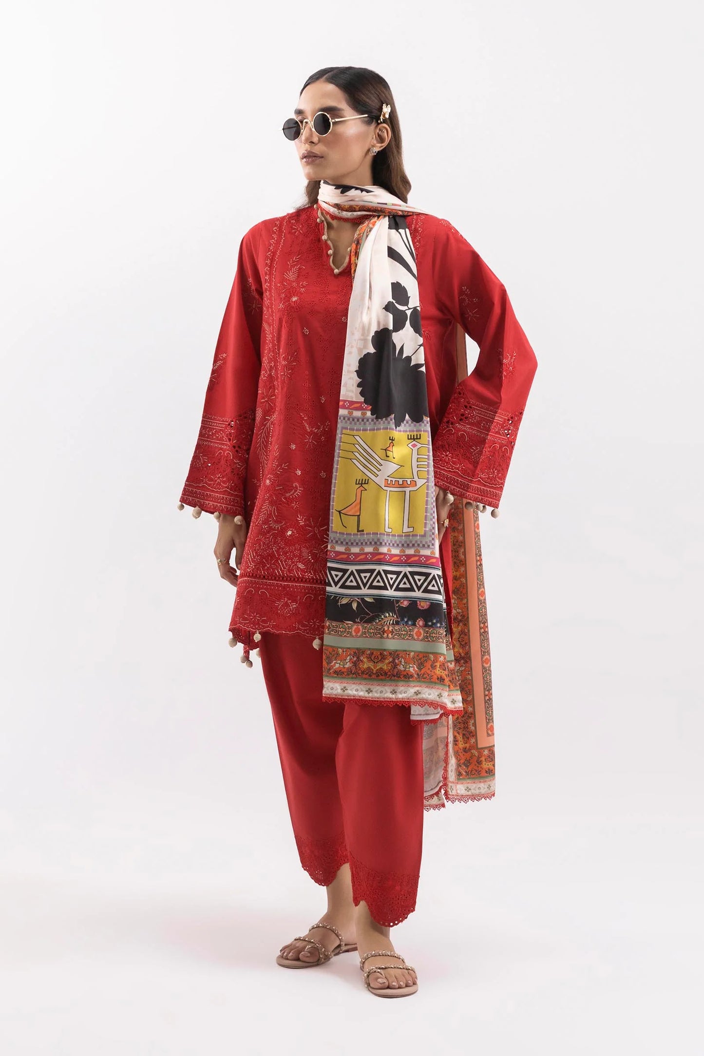 Stitched Embroidered Lawn Suit - RTS