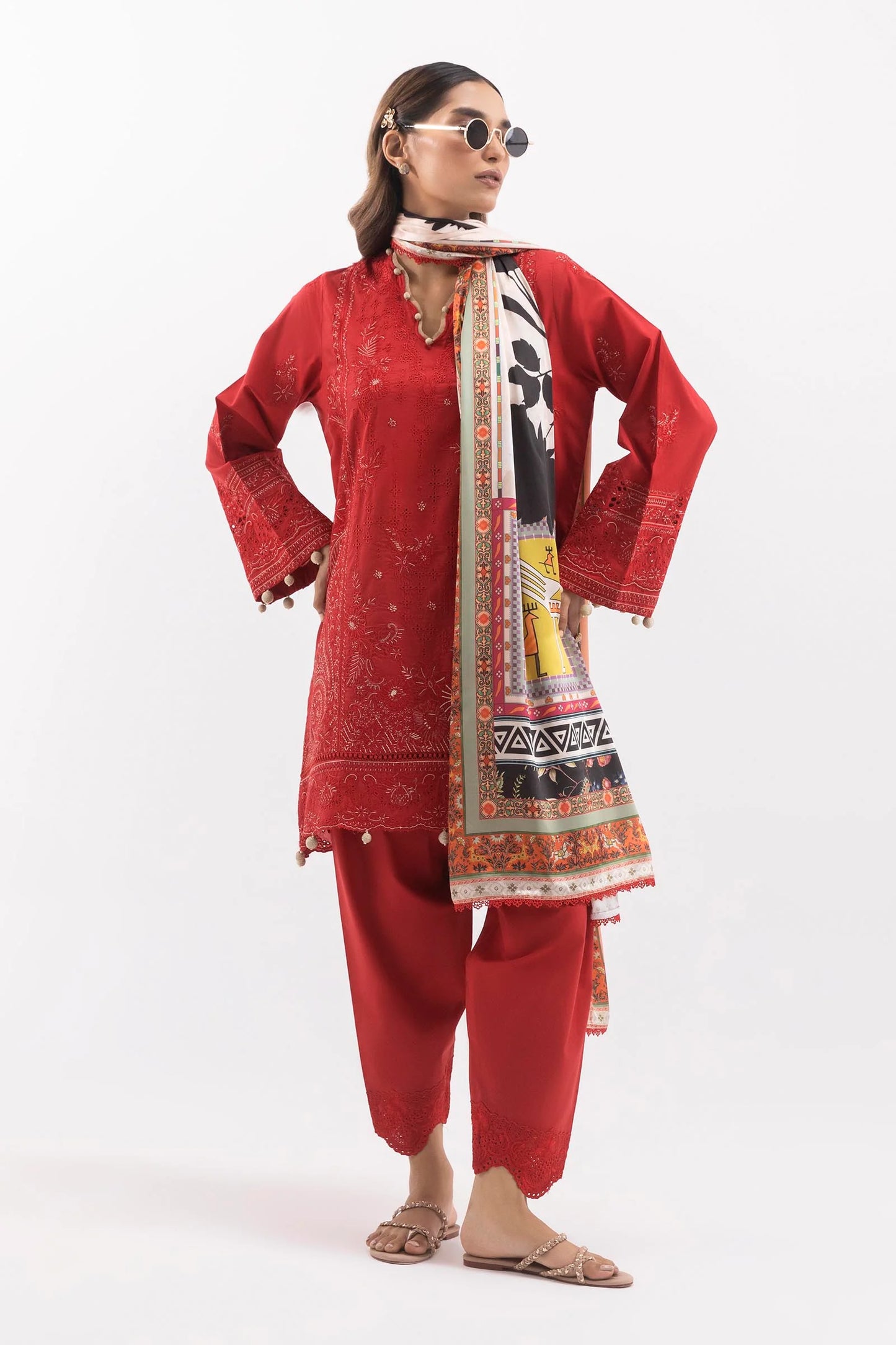 Stitched Embroidered Lawn Suit - RTS