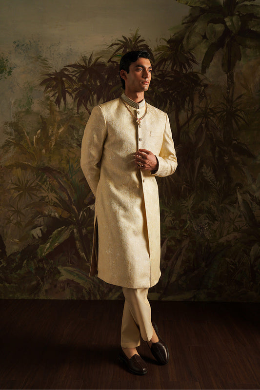 Festive Edit '24 - "Azar" Beige Embroidered Sherwani (RTS)