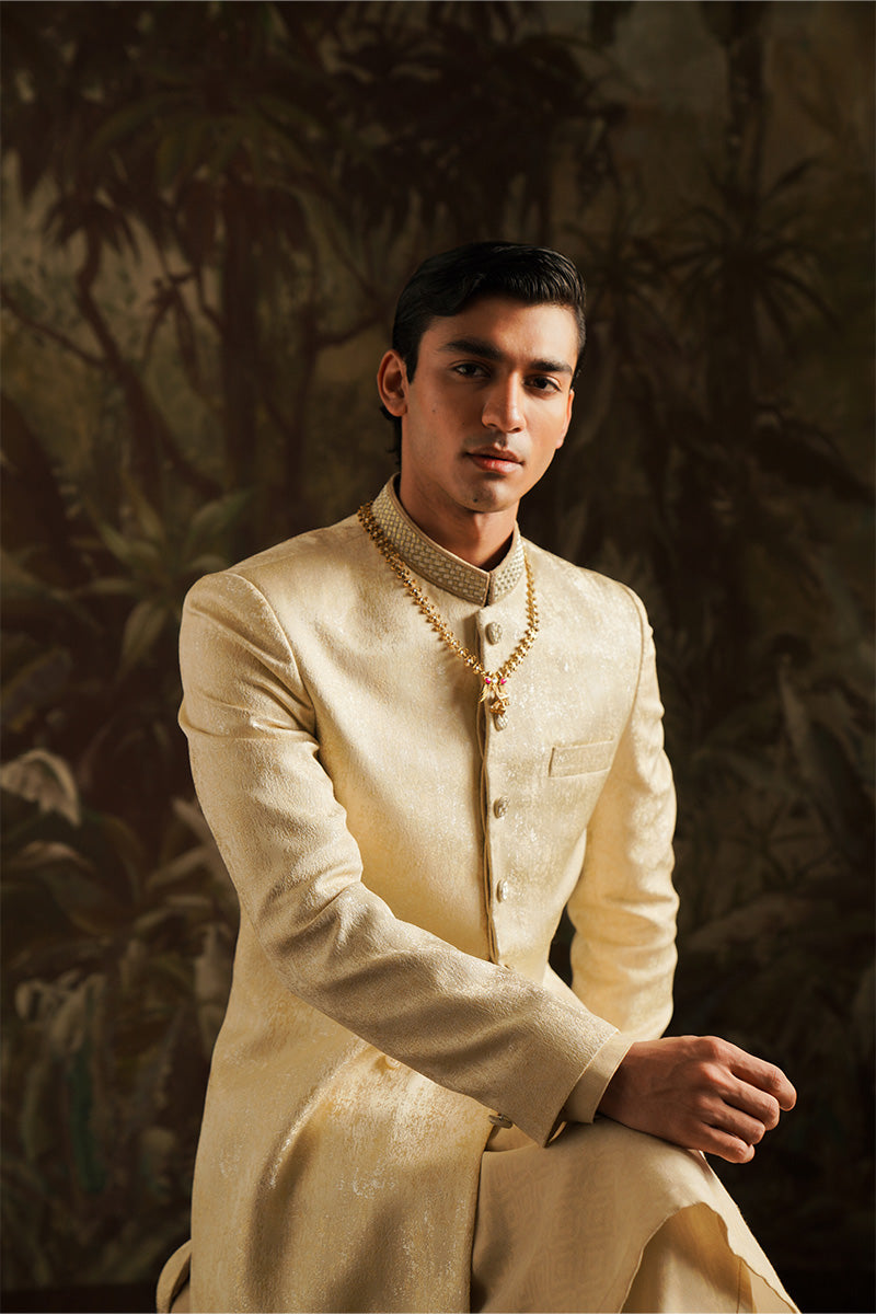 Festive Edit '24 - "Azar" Beige Embroidered Sherwani (RTS)