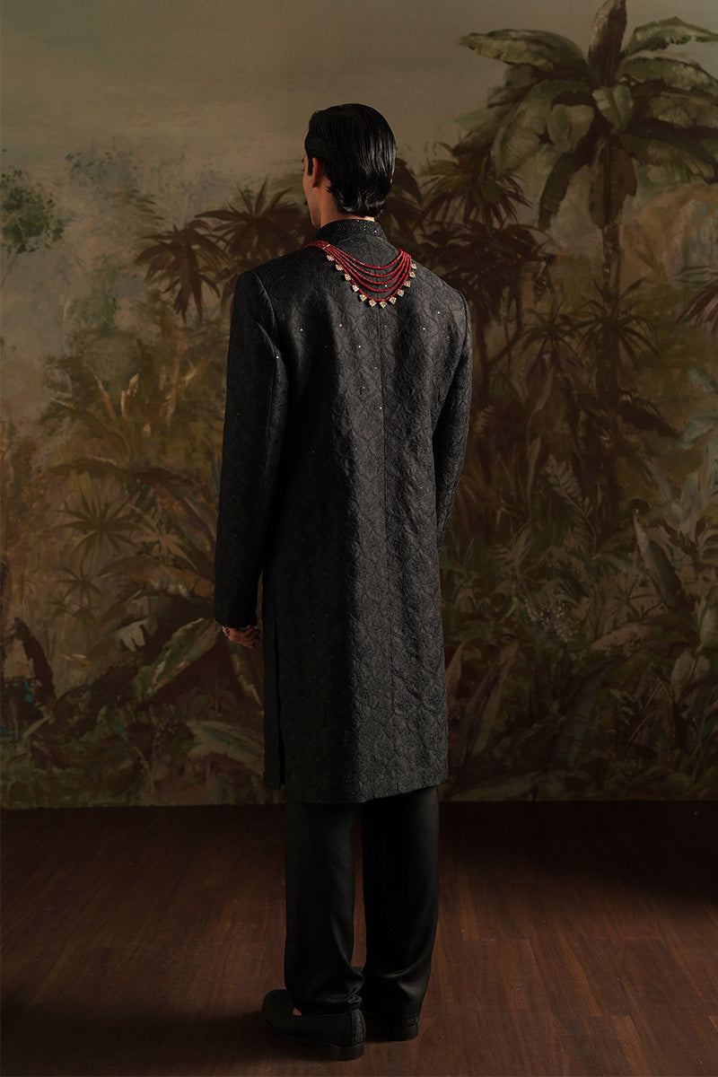 Festive Edit '24 - "Ayan" Black Embroidered Sherwani (RTS) photo 5