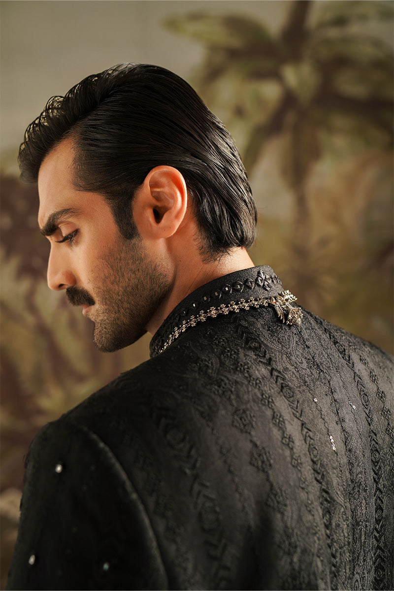Festive Edit '24 - "Dar" Black Embroidered Sherwani (RTS) photo 3