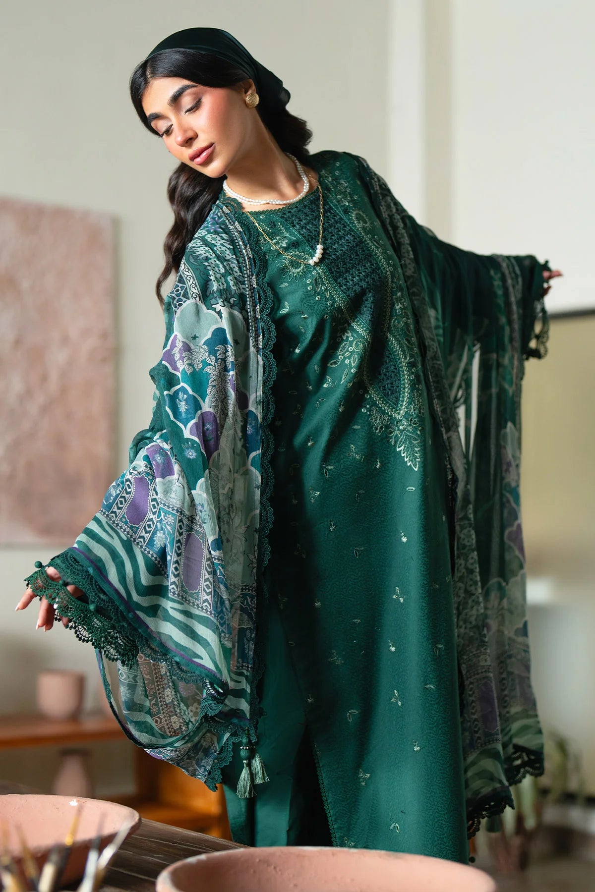 Nureh Raha Festive Jacquard Lawn Unstitched'26 – NE-234- RTS