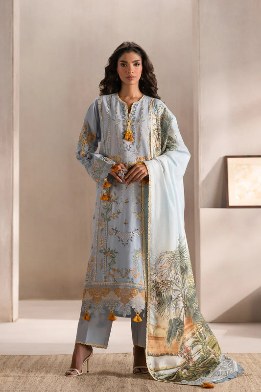 EMBROIDERED SUIT - LIGHT BLUE | E0510/203/617- RTS