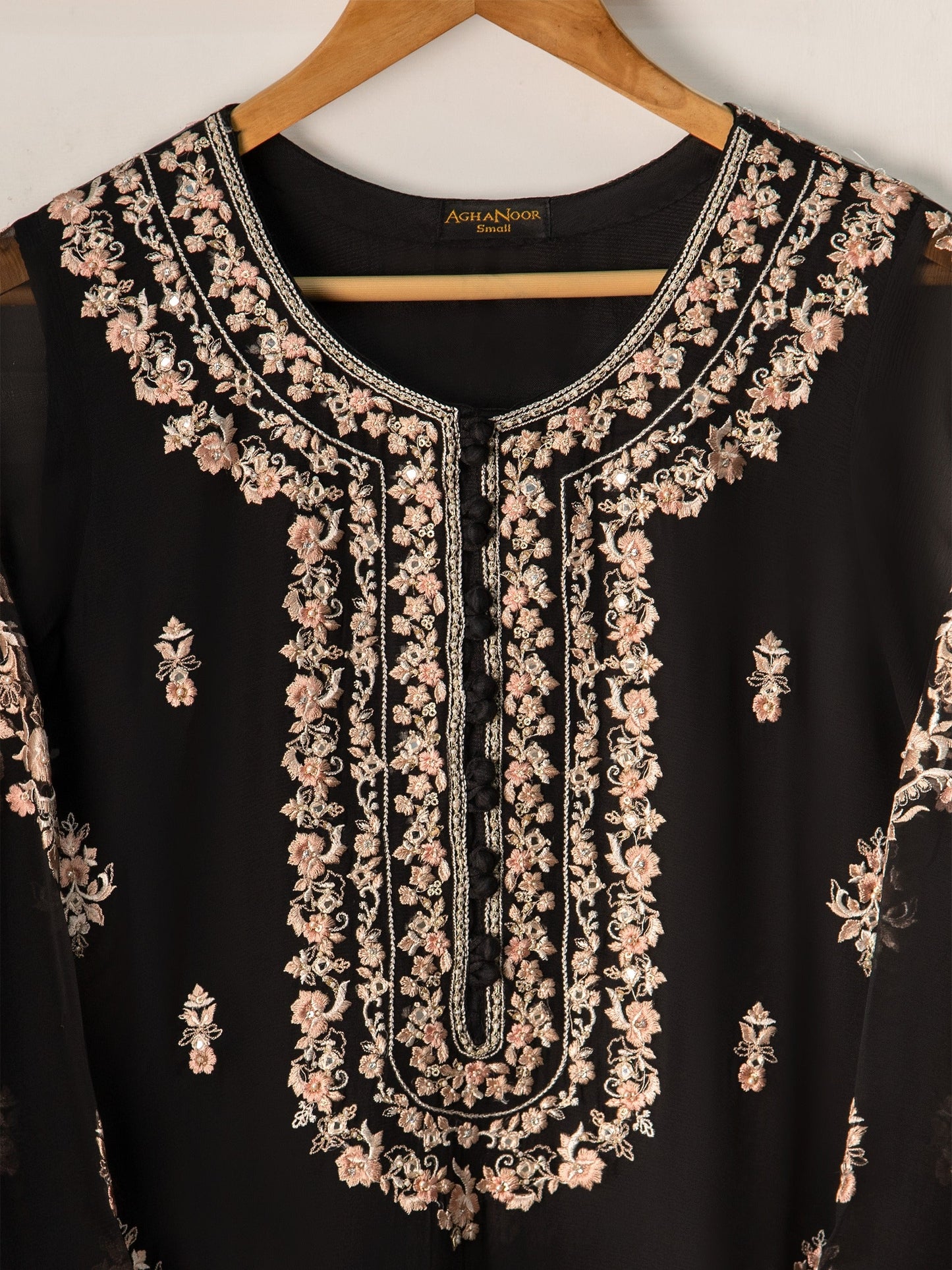 2 Piece - Pure Chiffon Embroidered Suit S110946