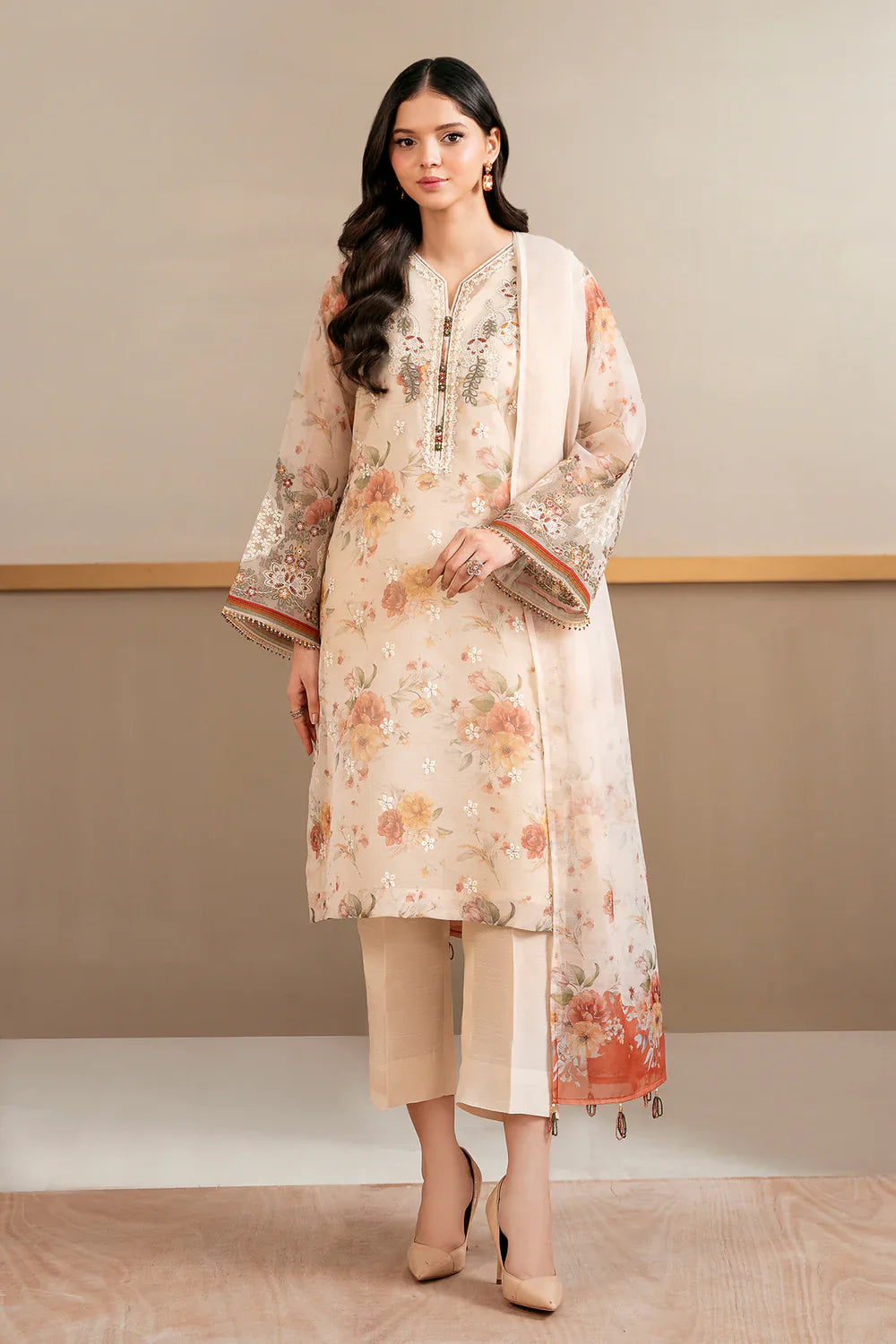 Unstitched'25 - PRINT EMBROIDERED COTTON NET UF-4034