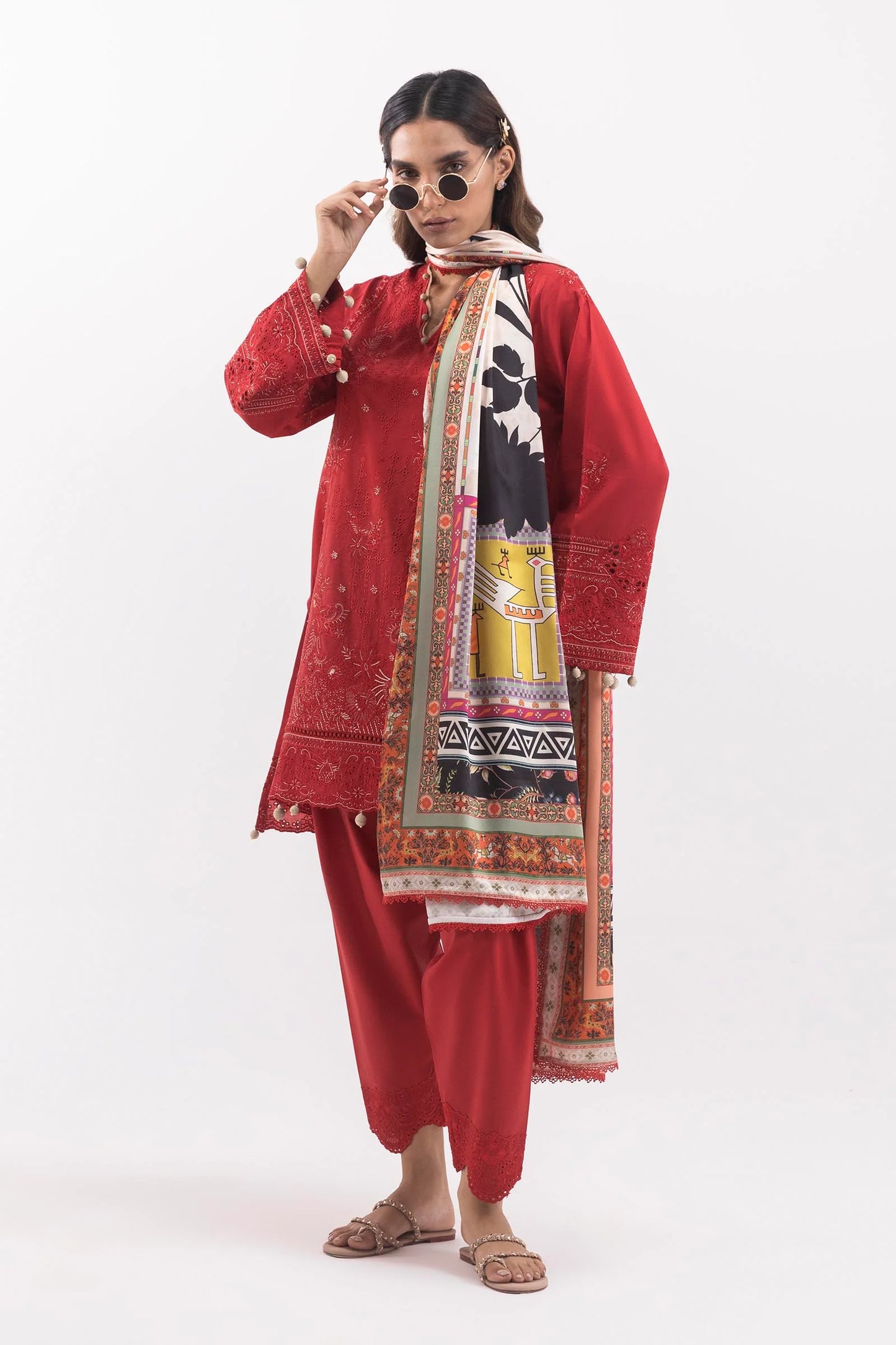 Stitched Embroidered Lawn Suit - RTS