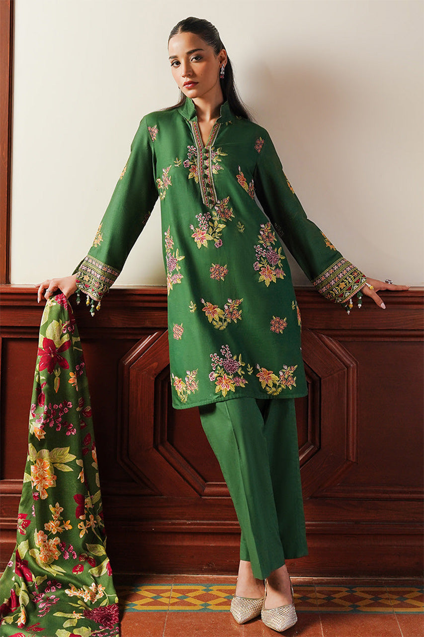 STAIN DE LUXE'24-GREEN OASIS-3PC SATIN EMBROIDERED SUIT