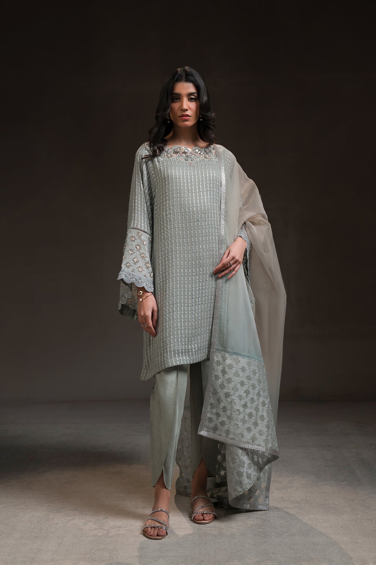 Boxy Tunic and Tulip Shalwar Set (D-08)