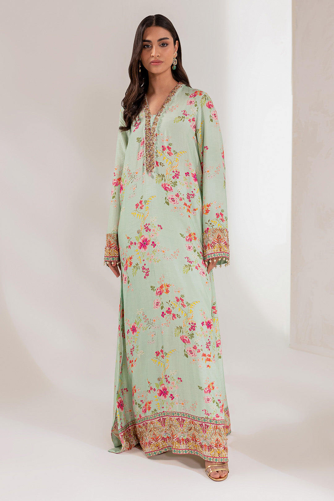 Mint Bloom Kaftan (D-17)