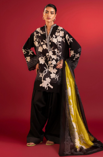 Unstitched Mahay Lawn Suit H261-001A-3DG'26- RTS