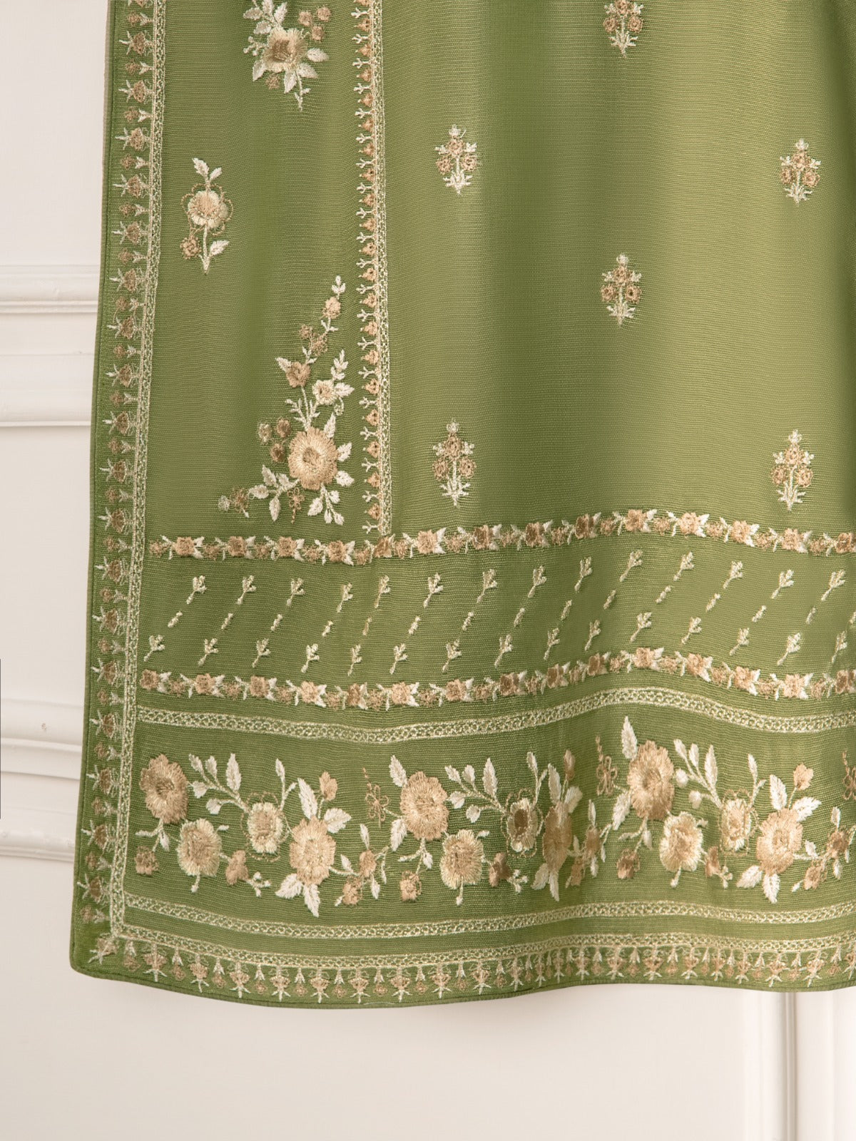 3 Piece- Pure Cotton Net Embroidered Suit S111071