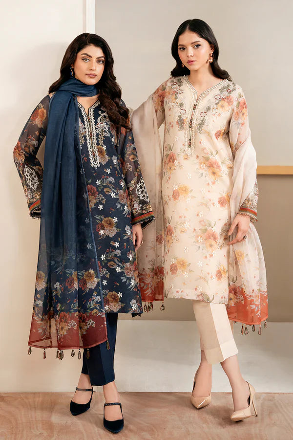 Unstitched'25 - PRINT EMBROIDERED COTTON NET UF-4034