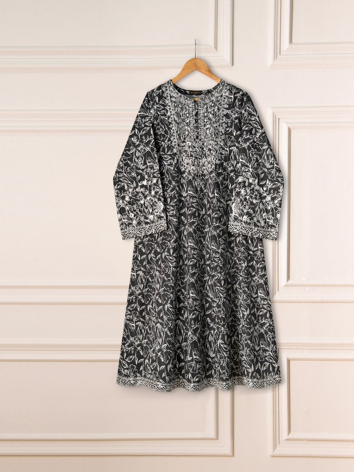 2 Piece - Embroidered Printed Cambric Shirt S111120 - RTS