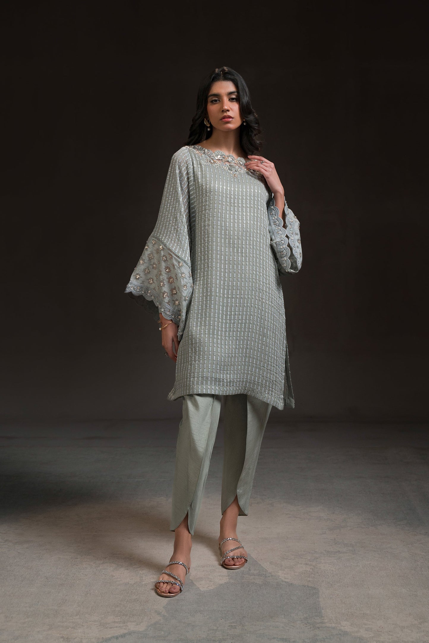 Boxy Tunic and Tulip Shalwar Set (D-08)