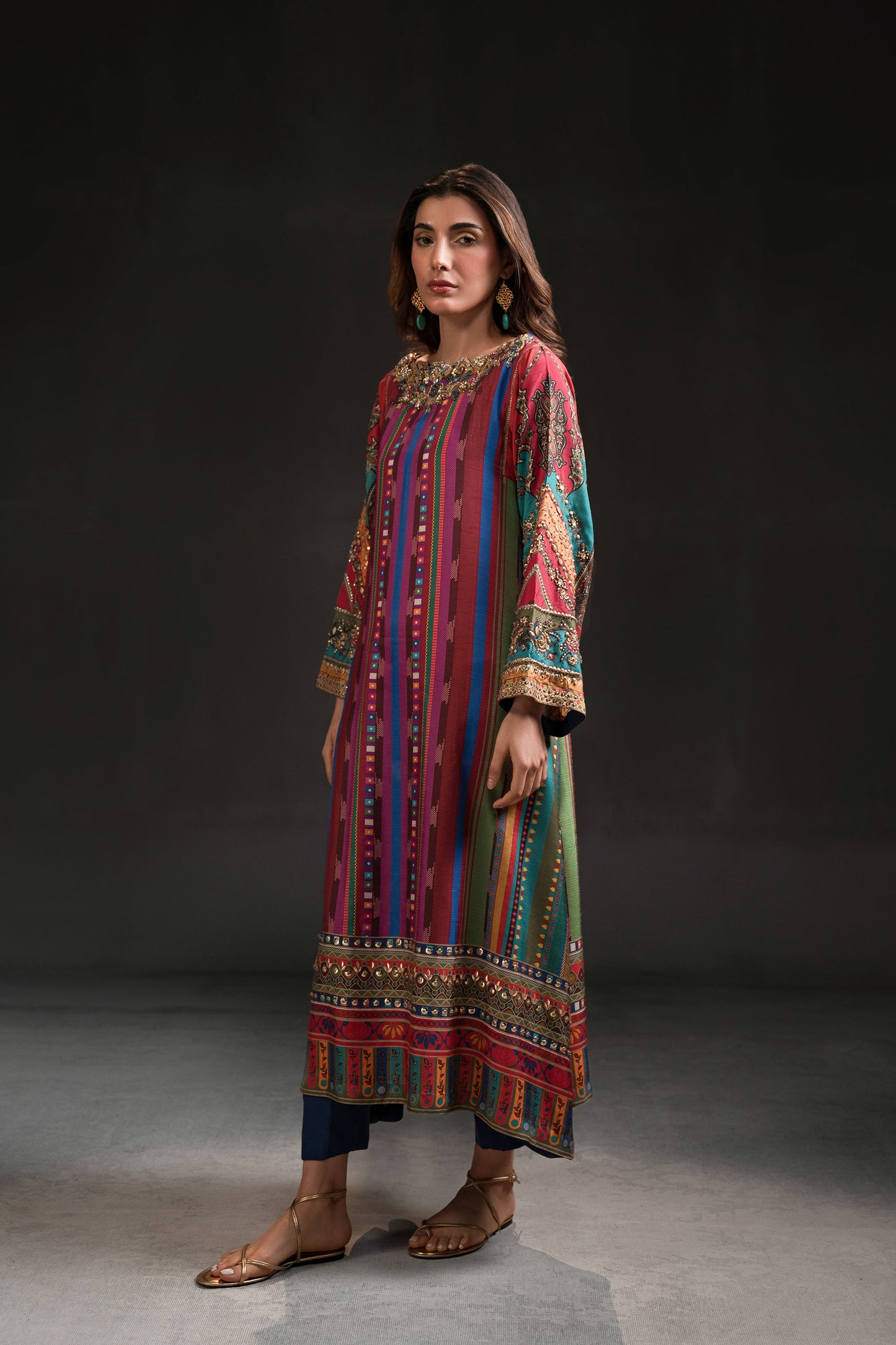 Magenta Rainbow Tunic Set (D-10)