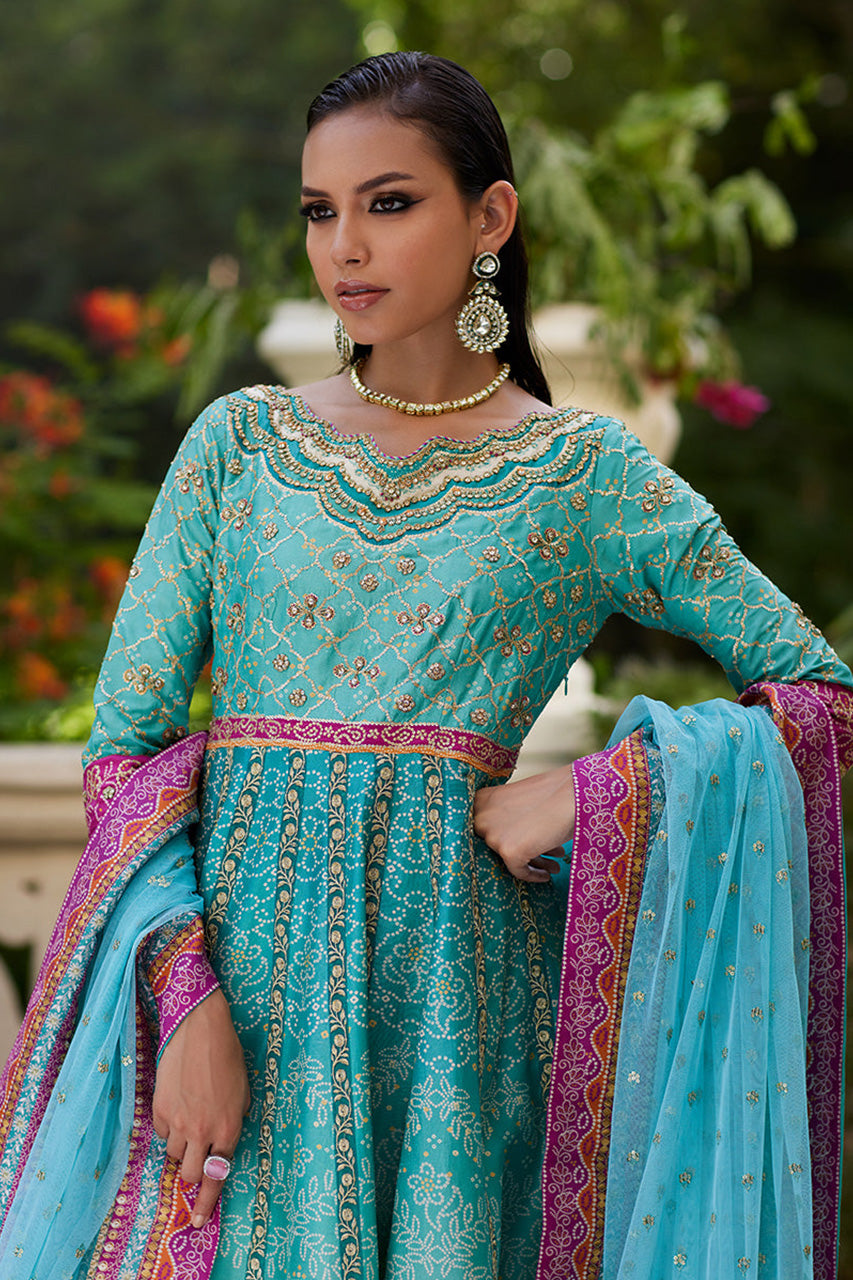 Mayna festive'24 - Zaiba Turquoise Kalidaar