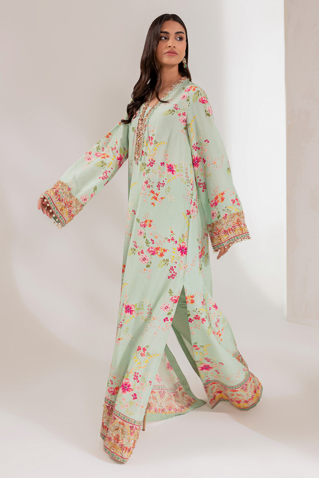 Mint Bloom Kaftan (D-17)