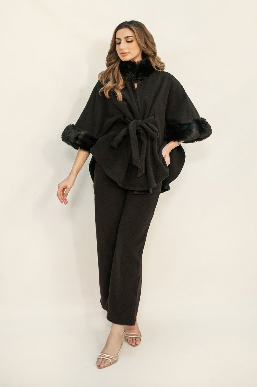 Autumn Winter '24 - Marya Black Fur Two Piece Suit