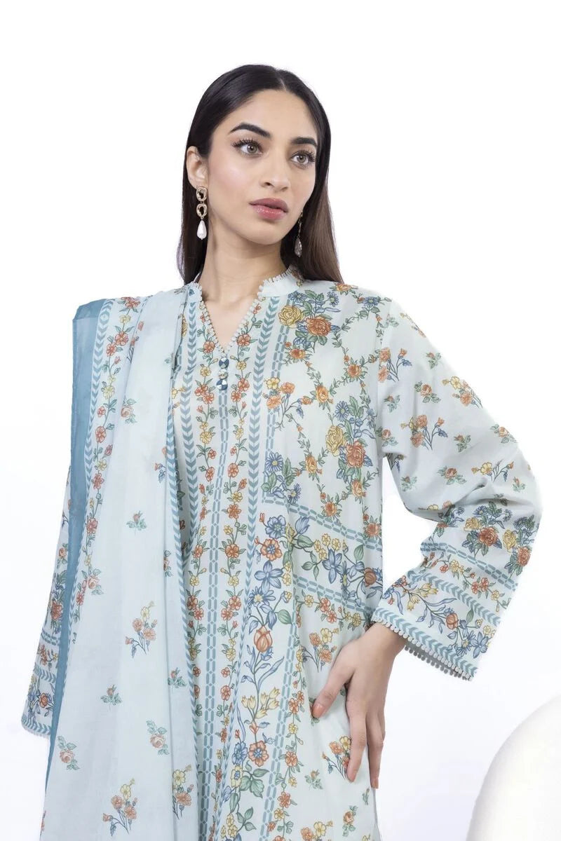 Printed Lawn'26 Fabrics 3 Piece -SS2225B- RTS