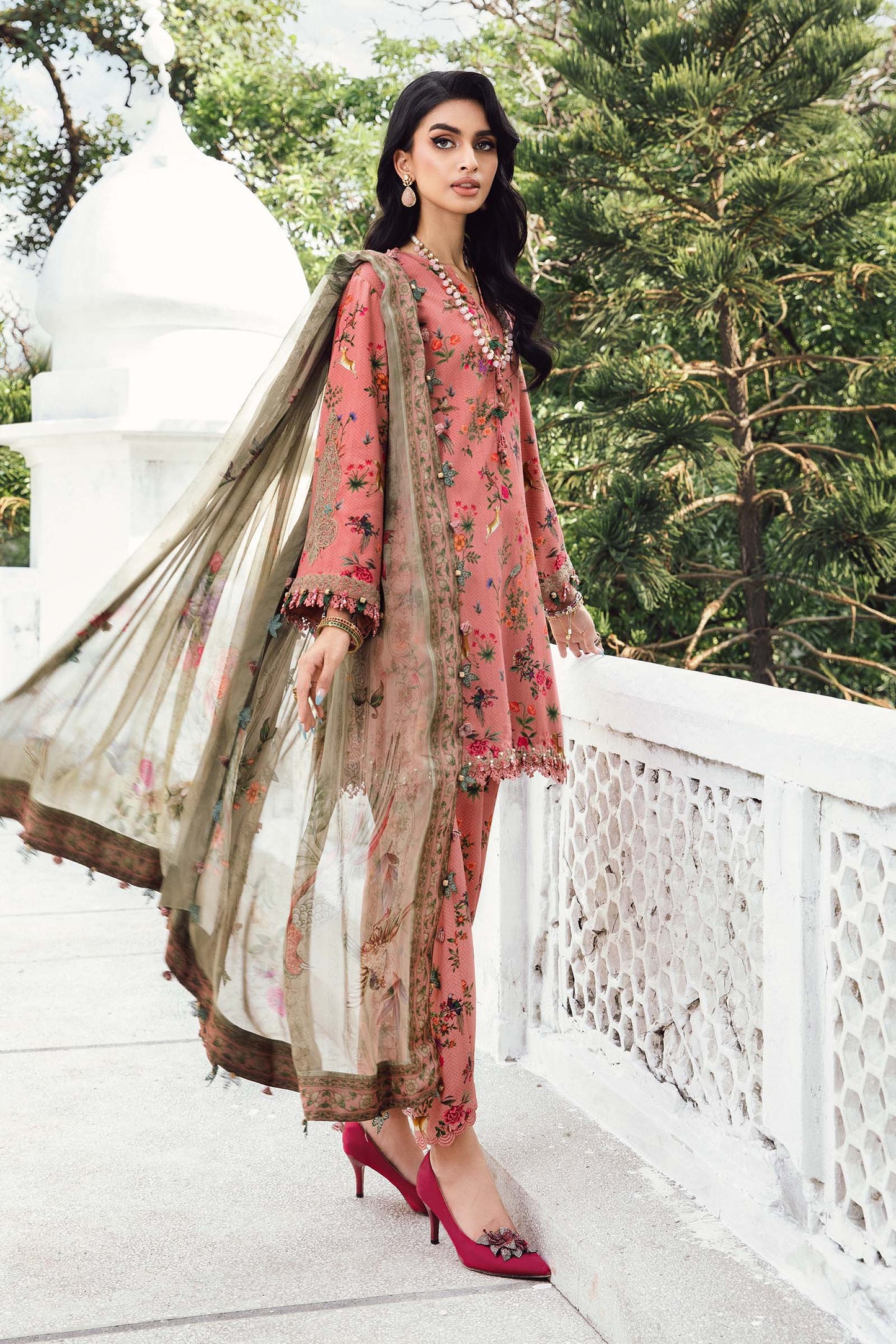 3 Piece Unstitched Embroidered Linen Suit | MPT-2707-A - RTS