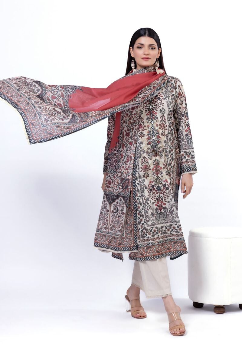 Printed Lawn'26 Fabrics 3 Piece -SS2177B- RTS