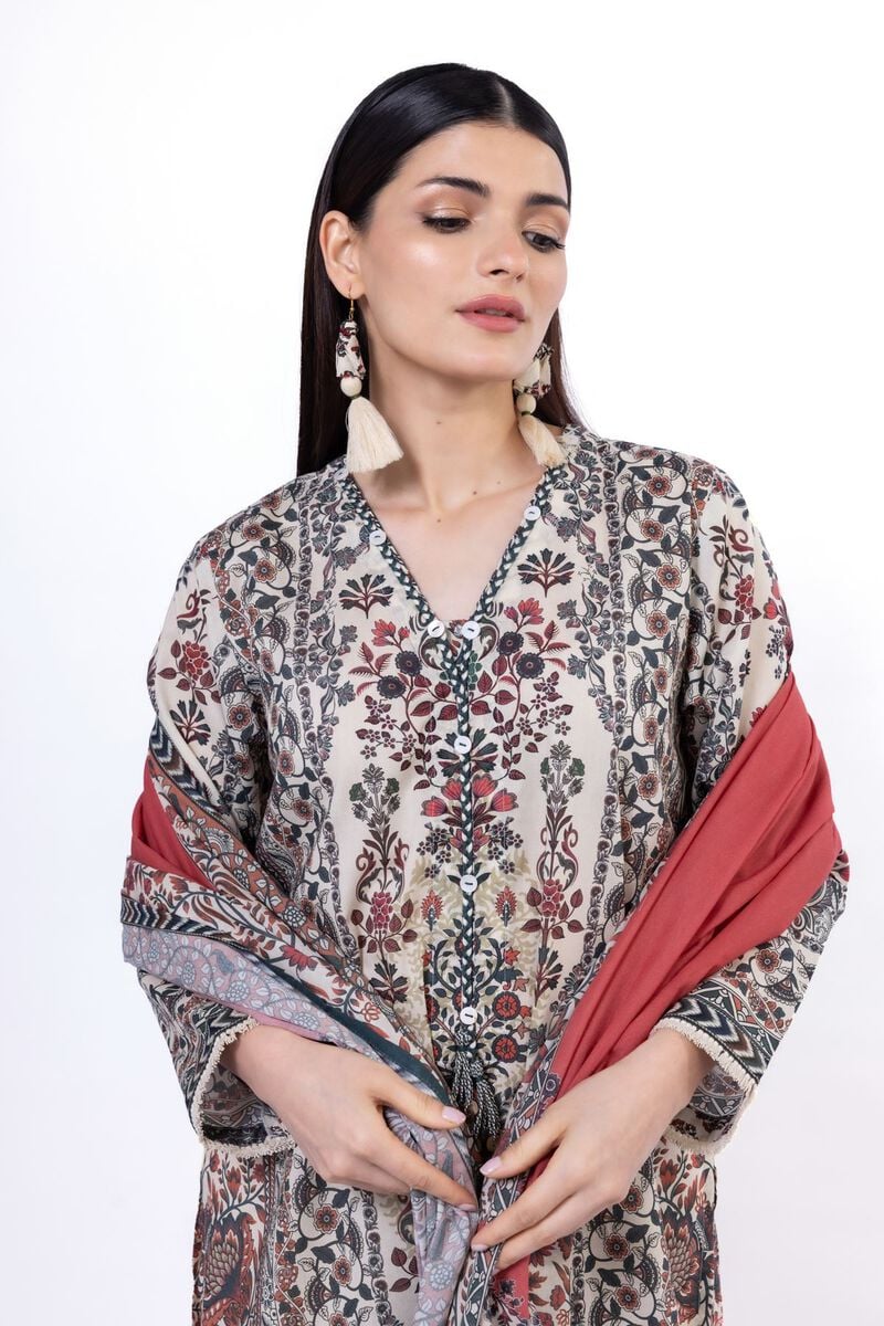 Printed Lawn'26 Fabrics 3 Piece -SS2177B- RTS