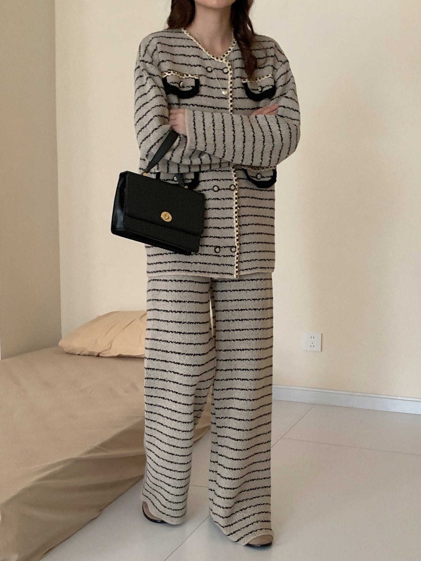 Sibel Grey & Black Stripe Two Piece Suit