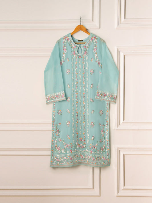 2 Piece - Pure Chiffon Embroidered Suit S110940