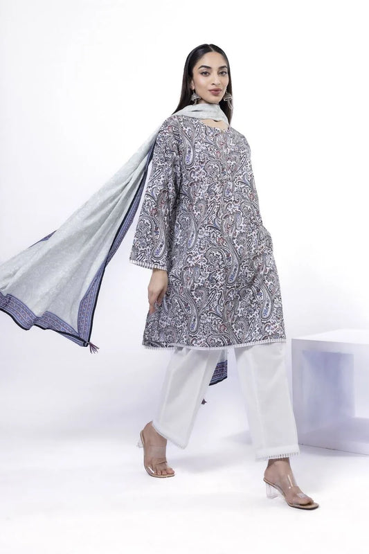 Printed Lawn'26 Fabrics 3 Piece -SS163B- RTS