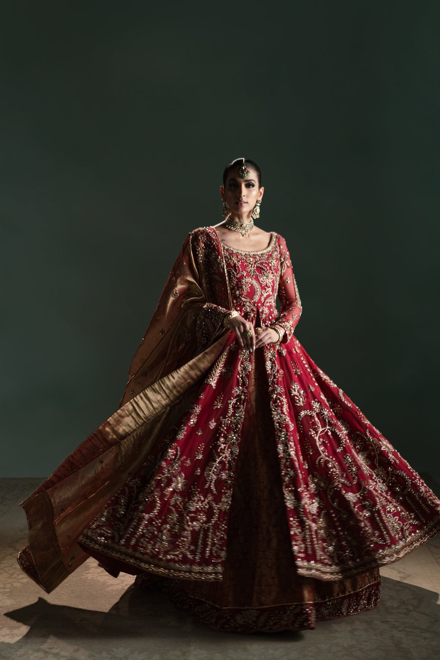 Red and Gold Bridal Peshwas Set (D-05)