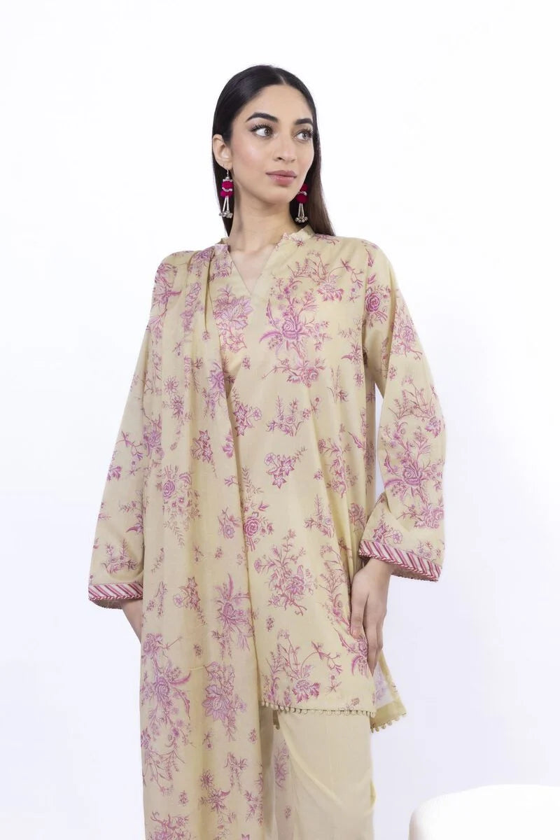 Printed Lawn'26 Fabrics 3 Piece -SS2144B- RTS