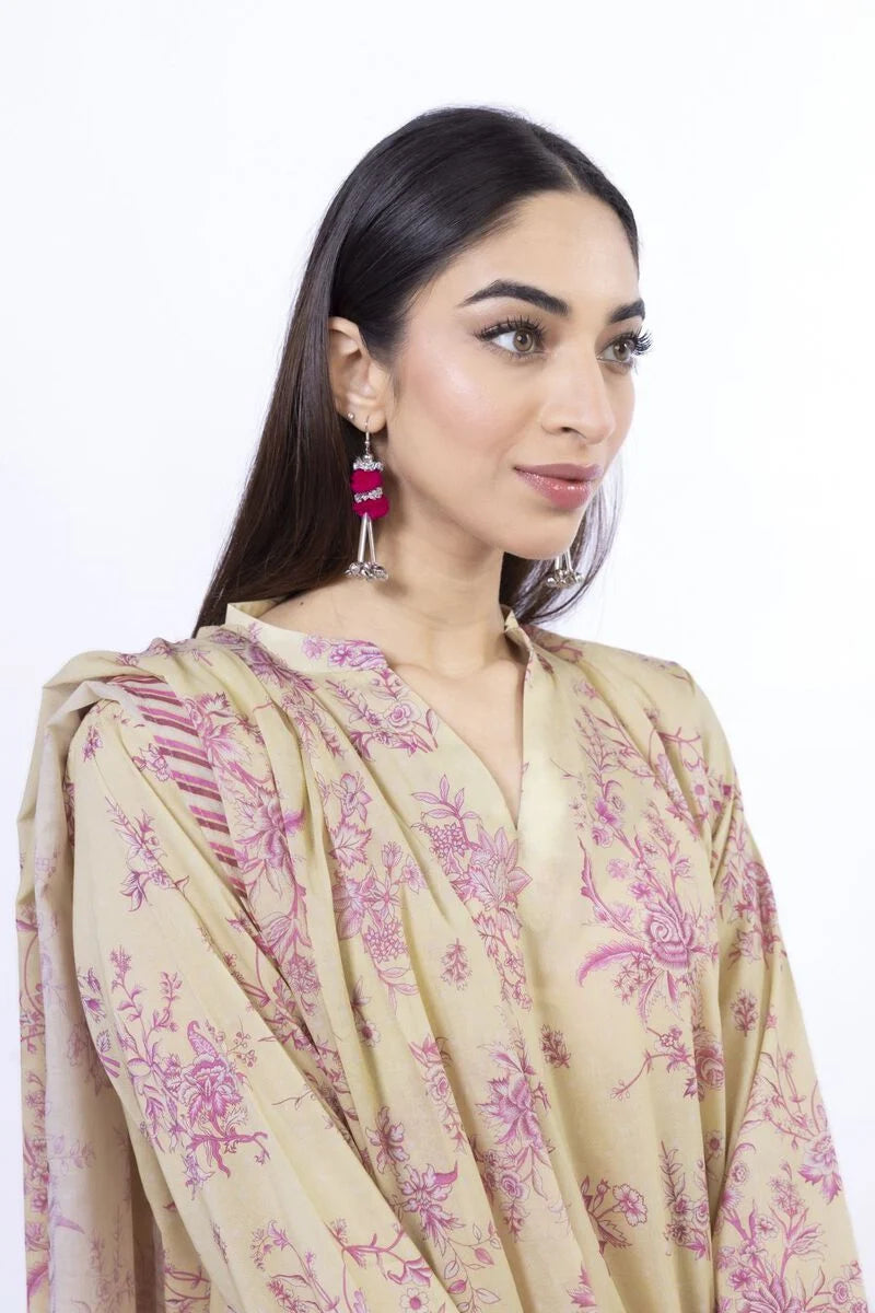 Printed Lawn'26 Fabrics 3 Piece -SS2144B- RTS