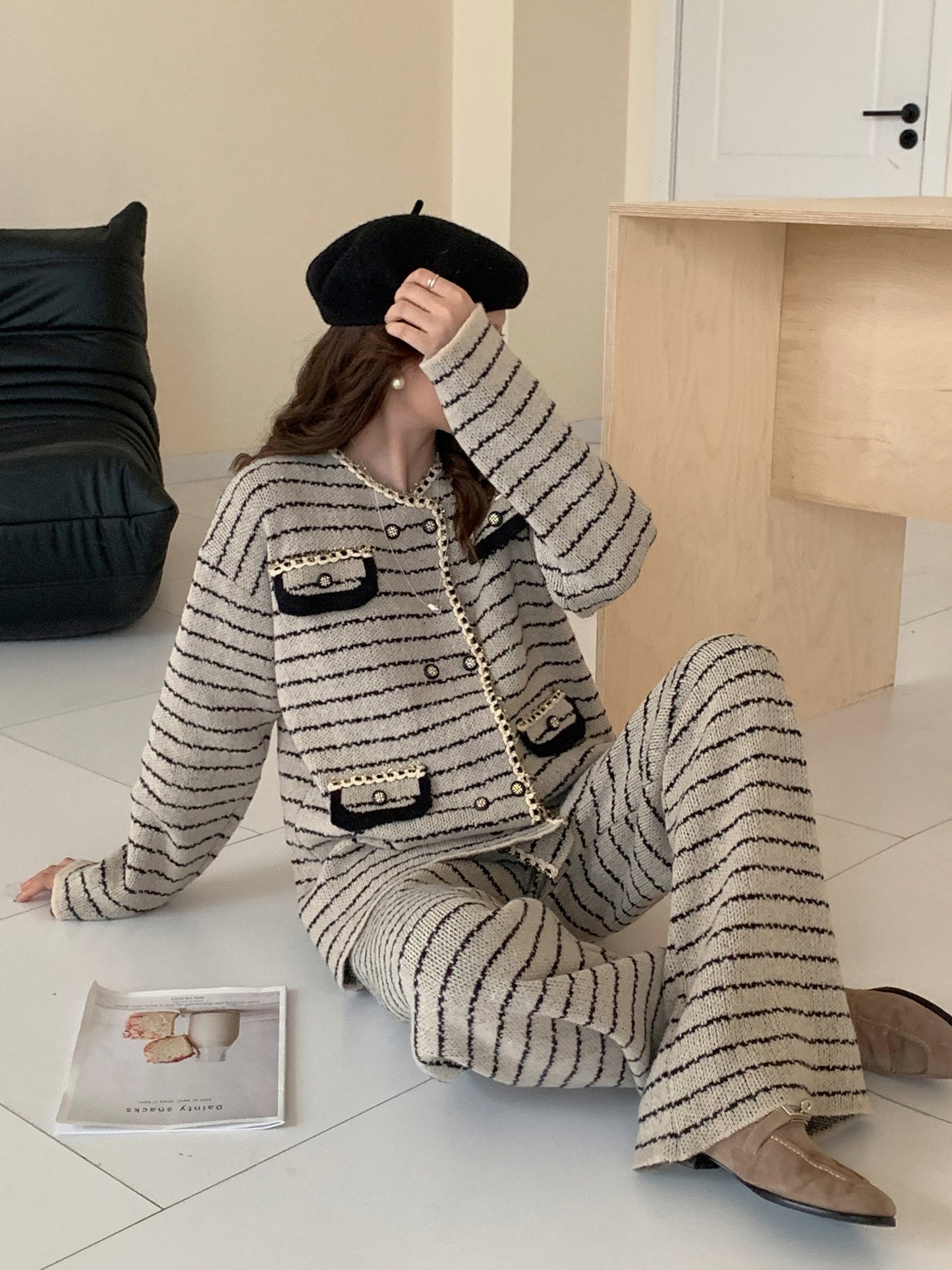 Sibel Grey & Black Stripe Two Piece Suit