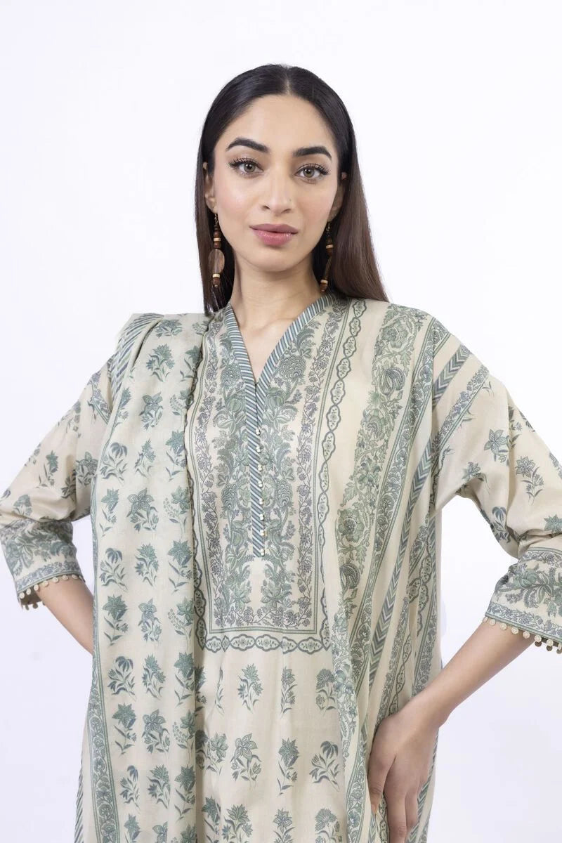 Printed Lawn'26 Fabrics 3 Piece -SS2138A- RTS