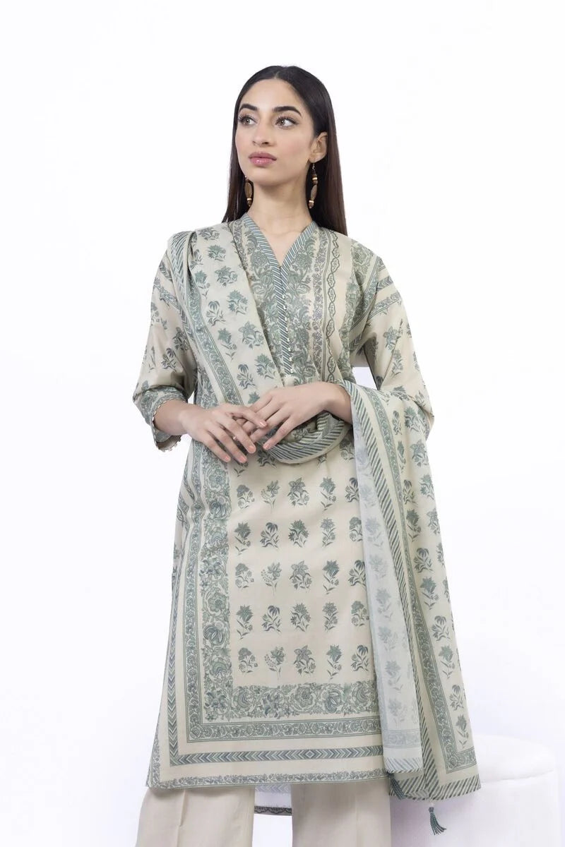 Printed Lawn'26 Fabrics 3 Piece -SS2138A- RTS