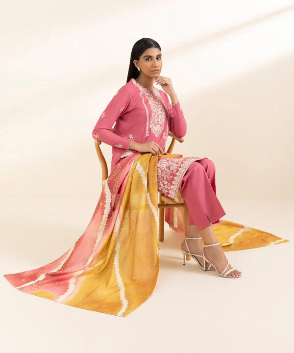 Signature'25-Embroidered Cotton Viscose Suit 3PEST24V1058