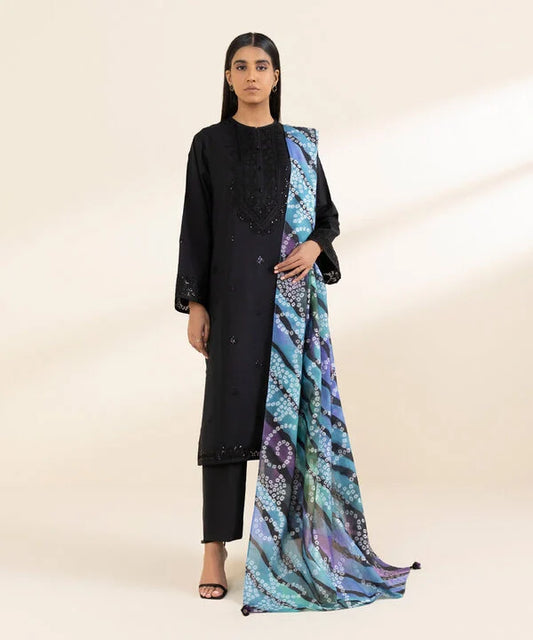 Signature'25-Embroidered Cotton Viscose Suit 3PEST24V1059