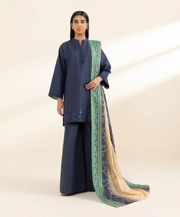 Signature'25-Embroidered Cotton Viscose Suit 3PEST24V1060