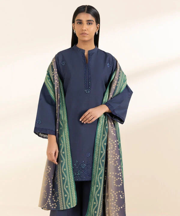 Signature'25-Embroidered Cotton Viscose Suit 3PEST24V1060