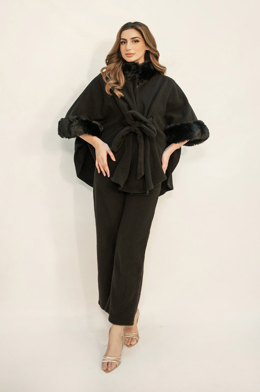 Autumn Winter '24 - Marya Black Fur Two Piece Suit