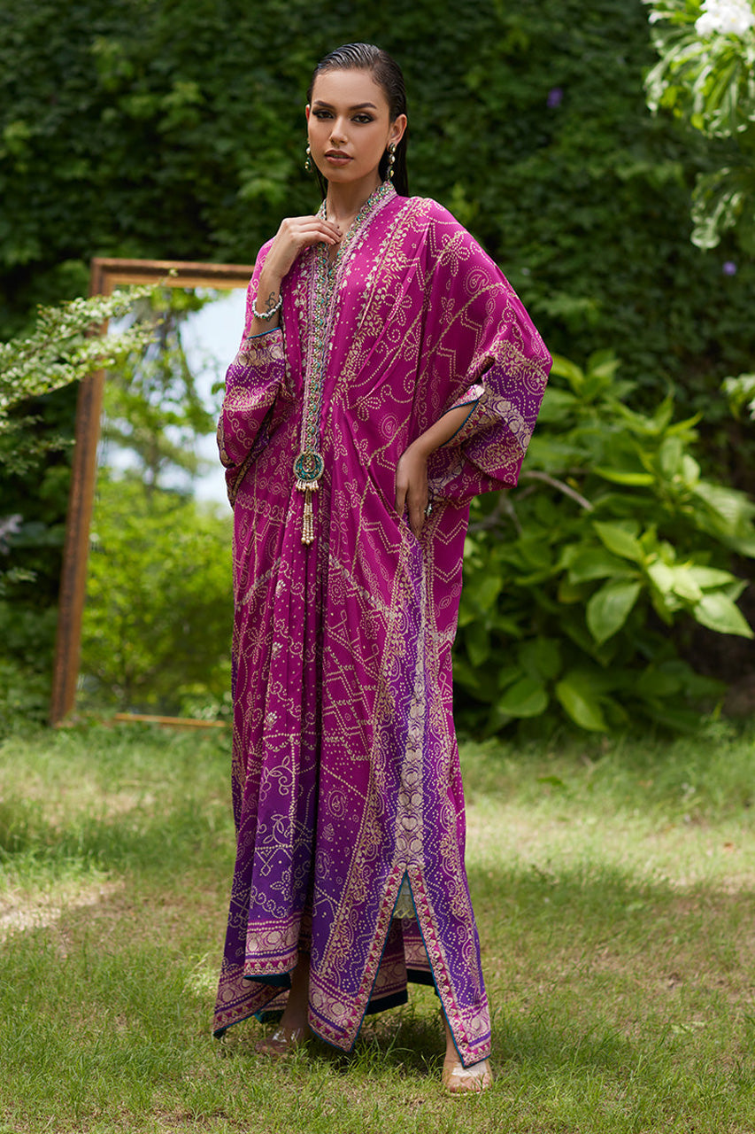 Mayna festive'24 - Zahli Magenta Ombre Kaftan