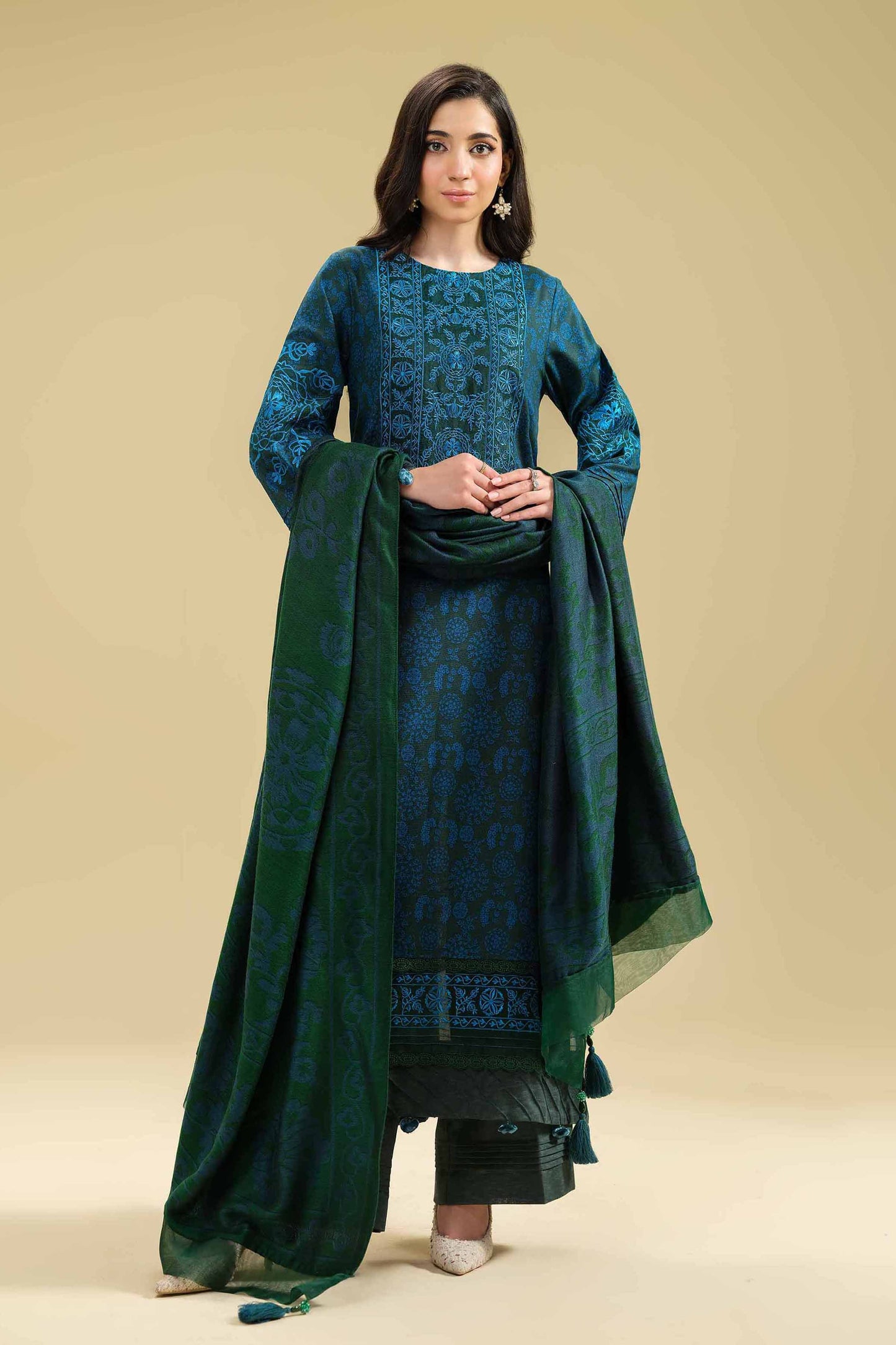 Unstitched Winter'24 - 3 Piece - Printed Embroidered Suit - 42404643